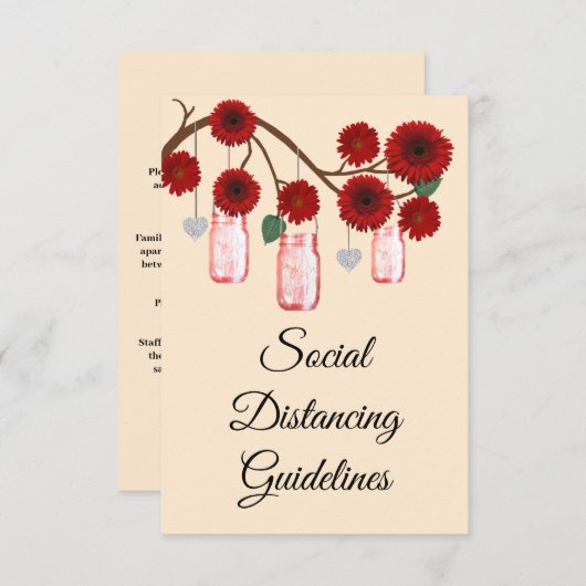 Rote Blume Mason Jar Sicherheitsmaßnahmen Begleitkarte (Vorne/Hinten)