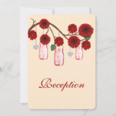Rote Blume Mason Jars Empfang Card Einladung (Vorderseite)