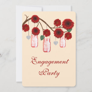Rote Blume Mason Jars Engagement Partei Einladung