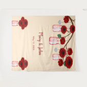 Rote Blume Mason Jars Foto Hintergrund Wandteppich (Vorderseite (Horizontal))