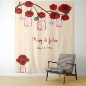 Rote Blume Mason Jars Foto Hintergrund Wandteppich (Beispiel)