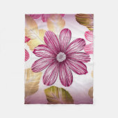 Rote Blume mit Blätter Fleecedecke (Vorderseite)