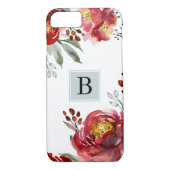 Rote Blume mit einfacher Monogramm Case-Mate iPhone Hülle (Rückseite)