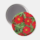 Rote Blume mit Gelbzentriermagnet Magnet (Vorderseite/Rückseite)
