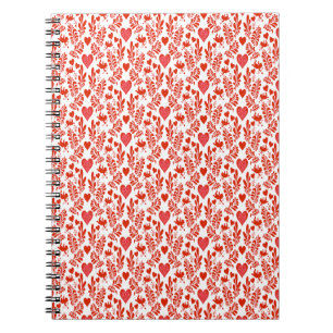 Rote Blume mit Herzen Notizblock