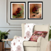 Rote Blume mit Sternen Fleece Blanket