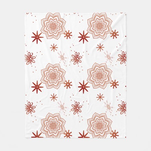 Rote Blume mit Sternen Fleece Blanket (Vorderseite)
