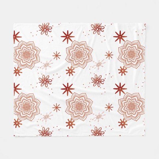 Rote Blume mit Sternen Fleece Blanket (Vorderseite (Horizontal))