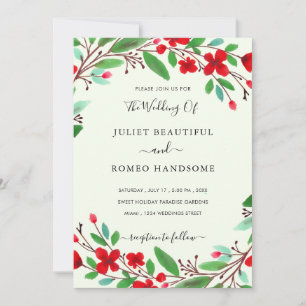 Rote Blume mit Wasserfarbe Hochzeitsvorlage