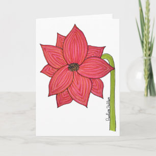 Rote Blume mit weißem Hintergrund leer Karte