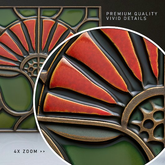 Rote Blume Mitte des Jahrhunderts Symmetrie und Ha Fliese