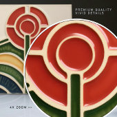 Rote Blume Mitte des Jahrhunderts Symmetrie und Ha Fliese