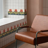 Rote Blume Mitte des Jahrhunderts Symmetrie und Ha Fliese