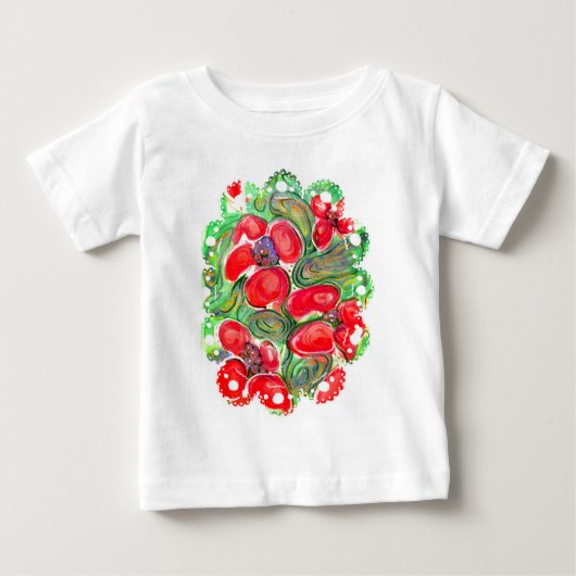 Rote Blume Mohnblume Doodle Fantasy Baby T-shirt (Vorderseite)