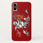 ROTE BLUME, MONOGRAMM, ROT Case-Mate iPhone HÜLLE (Rückseite)