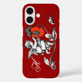 ROTE BLUME, MONOGRAMM, ROT Case-Mate iPhone HÜLLE (Rückseite)