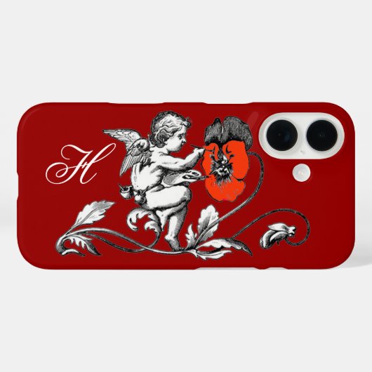 ROTE BLUME, MONOGRAMM, ROT Case-Mate iPhone HÜLLE (Rückseite (Horizontal))