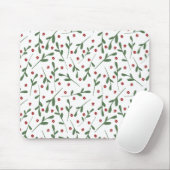 Rote Blume, Muster der grünen Blätter Mousepad (Mit Mouse)