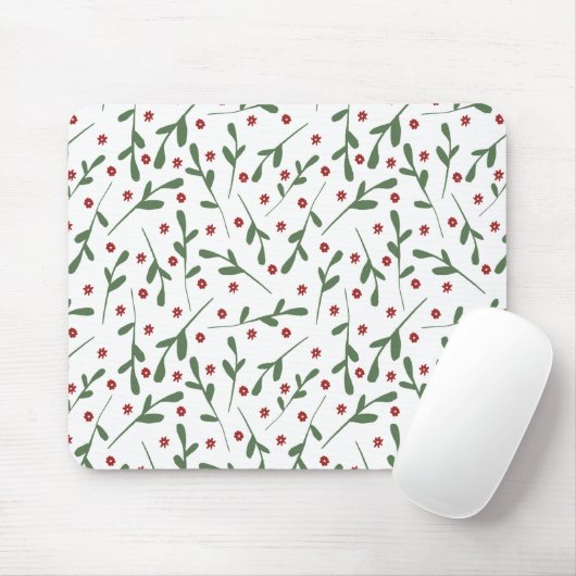 Rote Blume, Muster der grünen Blätter Mousepad (Mit Mouse)