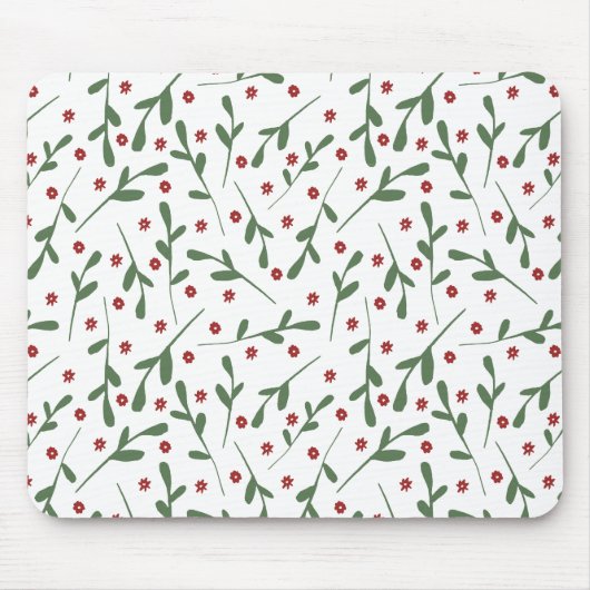 Rote Blume, Muster der grünen Blätter Mousepad (Vorne)