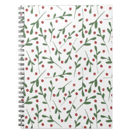Rote Blume, Muster der grünen Blätter Notizblock