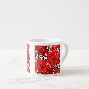 Rote Blume Muster Espresso Tasse