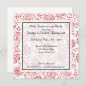 Rote Blume Muster Hochzeit Jahrestag Einladungen (Vorne/Hinten)