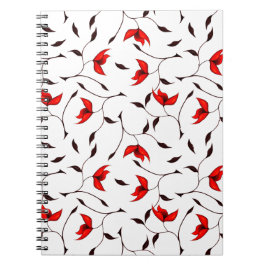 Rote Blume-Muster Notizblock