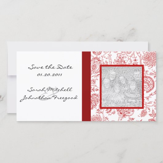 Rote Blume Muster Save the Date Fotokarten (Vorderseite)