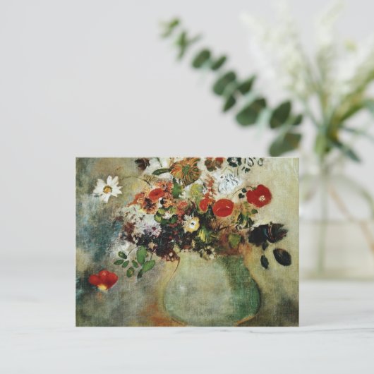 Rote Blume, Odilon Redon Blume Postkarte (Stehend Vorderseite)