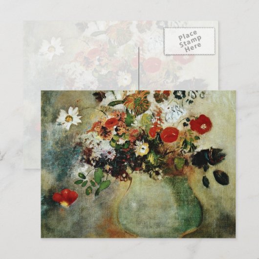 Rote Blume, Odilon Redon Blume Postkarte (Vorne/Hinten)