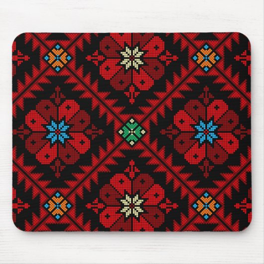 Rote Blume Palästina Stickerei täreez Muster Mousepad (Vorne)