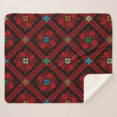 Rote Blume Palästina Stickerei täreez Muster Sherpadecke (Vorderseite (Horizontal))