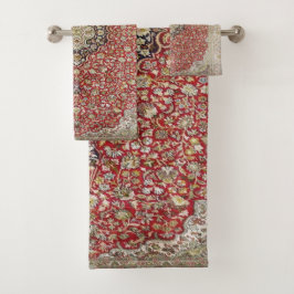 Rote Blume Persisches türkisches Muster elegant Badhandtuch Set