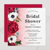 Rote Blume Platz Brautdusche Einladung (Vorne/Hinten)