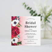 Rote Blume Platz Brautdusche Einladung (Stehend Vorderseite)