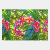 Rote Blume Plumeria Pattern Geschenkpapier Set (Vorderseite 3)