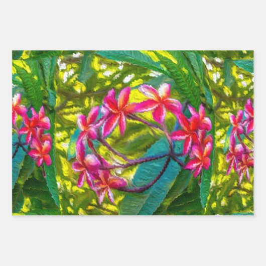 Rote Blume Plumeria Pattern Geschenkpapier Set (Vorderseite 3)