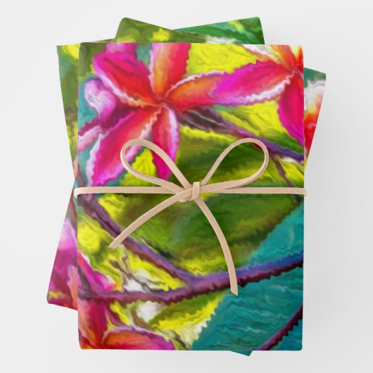 Rote Blume Plumeria Pattern Geschenkpapier Set (Beispiel)