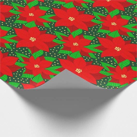 Rote Blume Poinsettia Muster Geschenkpapier (Ecke)