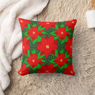 Rote Blume Poinsettia Muster Kissen