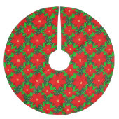 Rote Blume Poinsettia Muster Polyester Weihnachtsbaumdecke (Vorderseite)