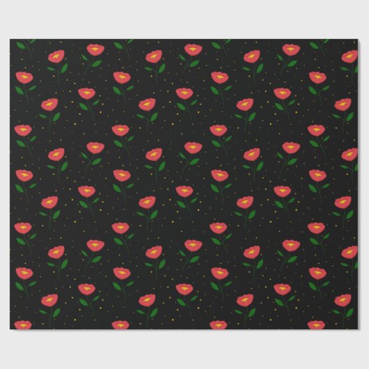 Rote Blume Poppies Geschenkpapier (Flach)