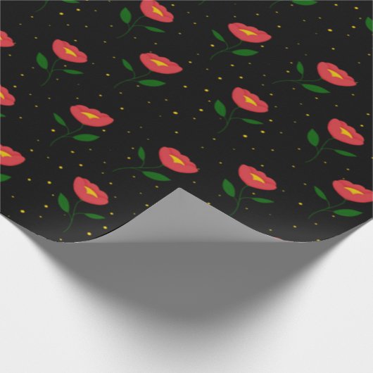 Rote Blume Poppies Geschenkpapier (Ecke)