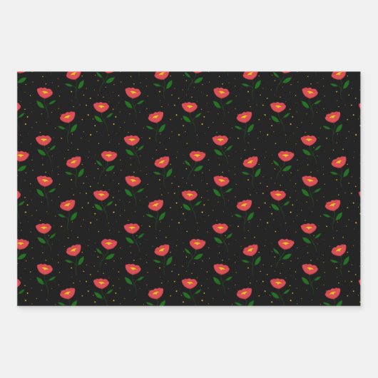 Rote Blume Poppies Geschenkpapier Set (Vorderseite 3)