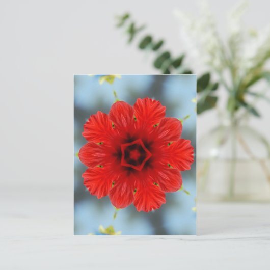 Rote Blume Postkarte (Stehend Vorderseite)