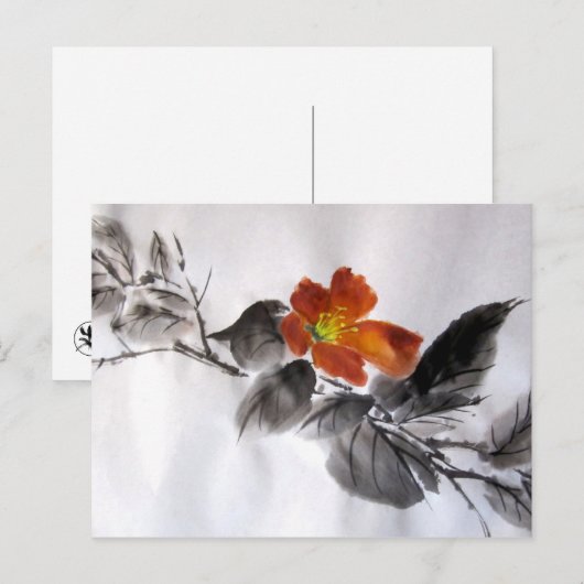 Rote Blume Postkarte (Vorne/Hinten)