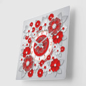 Rote Blume Quadratische Wanduhr (Winkel)