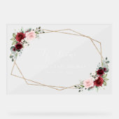 Rote Blume, rosa Blume, Babydusche Empfang Acrylschild (Vorderseite)