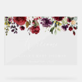 Rote Blume, rosa Blume, Babydusche Empfang Acrylschild (Vorderseite)